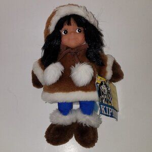 Piquk Eskimo Girl Doll Kipmik Alaska 8" Beanbag Plush Toy Brown Coat